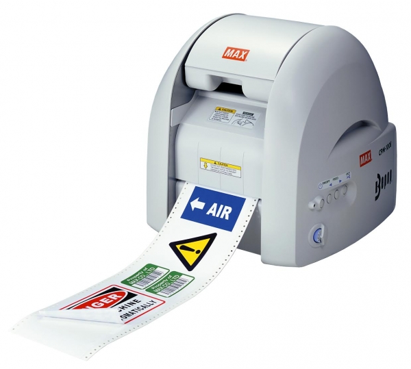 Brooks Duplicator label maker and decal printer making labels for business in color.