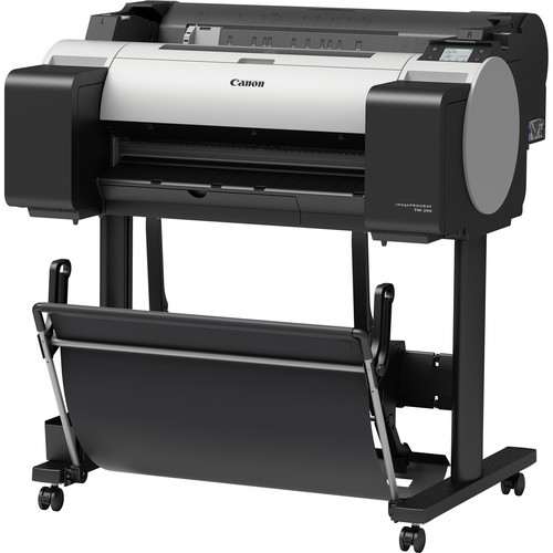 Full size Canon poster printer on stand with catch tray in black by Brooks Duplicator.
