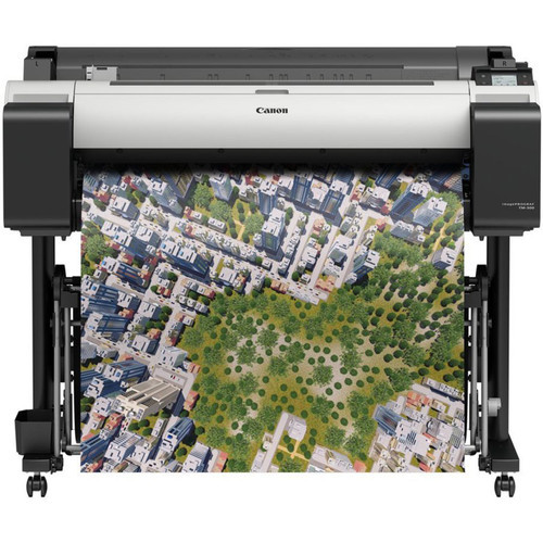 Canon large poster printer by Brooks Duplicator printing aerial full color graphic of city